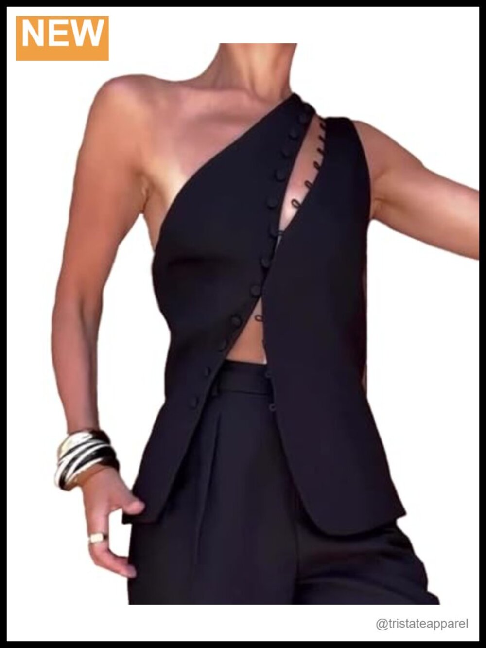 Women's One Shoulder Sleeveless Crop Top Asymmetrical Button Down Y2K Backless